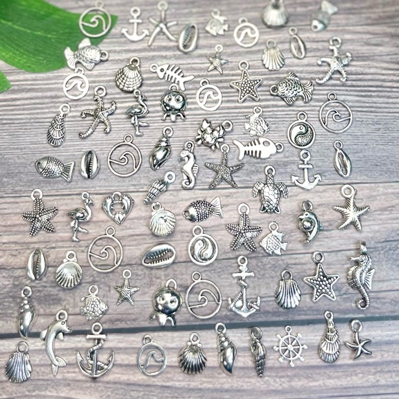 100pc Tib Silver NAUTICAL Mini Charms & MORE JEWELRY KEYCHAIN MAKING DIY BUNDLE - Picture 5 of 16